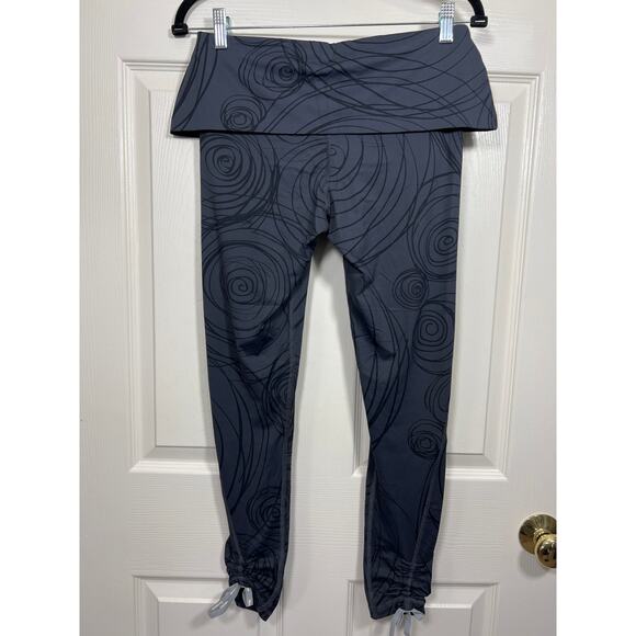 Desigual Celana Ketat Active Legging Fold Over Swirl Gray Womens Medium Designer - Picture 6 of 11